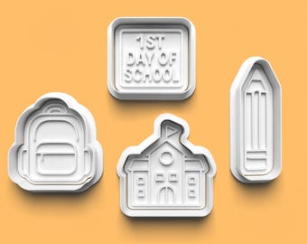 Back to School Cookie Cutter Set: 3D Printed, Food-Safe Plastic
