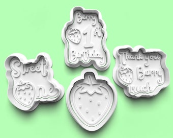 Berry 1st Birthday Cookie Cutter Set: Strawberry Party Theme