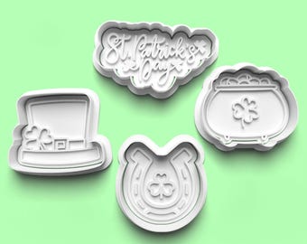 St. Patricks Day Cookie Cutter Set: 3D Printed Fondant Stamp