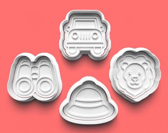 Safari Cookie Cutter Set: Lion, Jeep, Binoculars & Explorer Hat