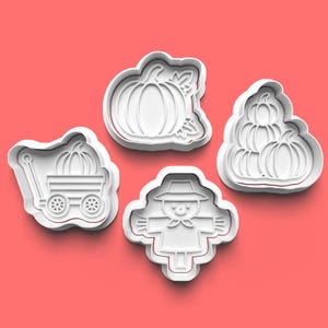 Pompoenpatch Halloween koekjessnijder en stempelset, bakfondantdeeg