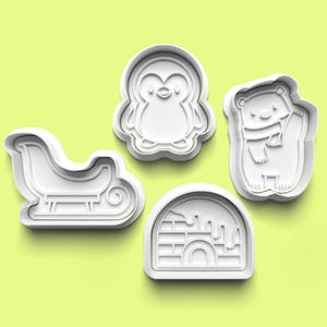 クリスマス 北極クッキーカッター & フォンダン スタンプ セット – お祝いのベーキング ツール、ホリデー パーティーのお祝い、ベーカー向けのテーマ クッキー