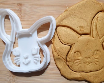 Emporte-pièce en forme de visage de lapin Emporte-pièces pour biscuits de Pâques Embosseur de tampons imprimé en 3D