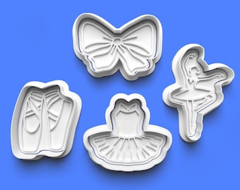 Ballet Cookie Cutter & Stamp Set: 3D Printed Dance Theme (8-9cm)