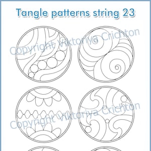 Strings for drawing zentangles_23. Zentangle circle starter pages. Tangle pattern printable string, PDF.