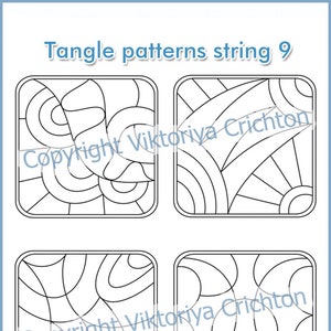 Zentangles Strings for drawing patterns 9. Tangle pattern printable string, jpeg, PDF.