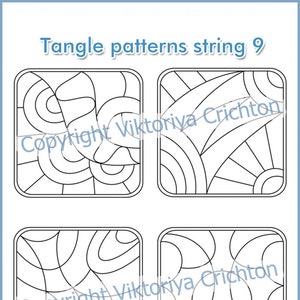 Zentangles Strings for drawing patterns 9. Tangle pattern printable string, jpeg, PDF.