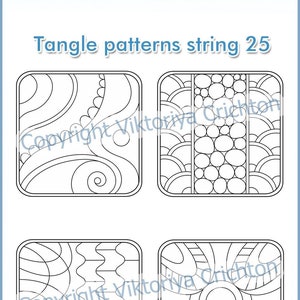 Zentangles Strings for drawing patterns 25. Tangle pattern printable string, jpeg, PDF.