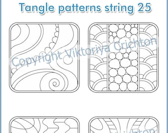 Zentangles Strings for drawing patterns 25. Tangle pattern printable string, jpeg, PDF.