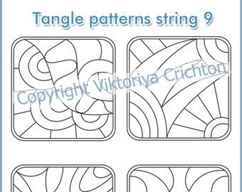 Zentangles Strings for drawing patterns 9. Tangle pattern printable string, jpeg, PDF.