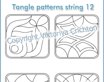 Strings for drawing zentangles_12. Zentangle starter pages. Tangle pattern printable string, jpeg, PDF.