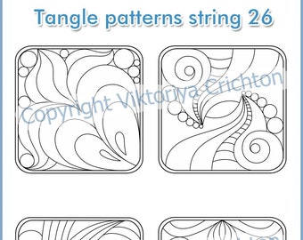 Zentangles Strings for drawing patterns 26. Tangle pattern printable string, jpeg, PDF.