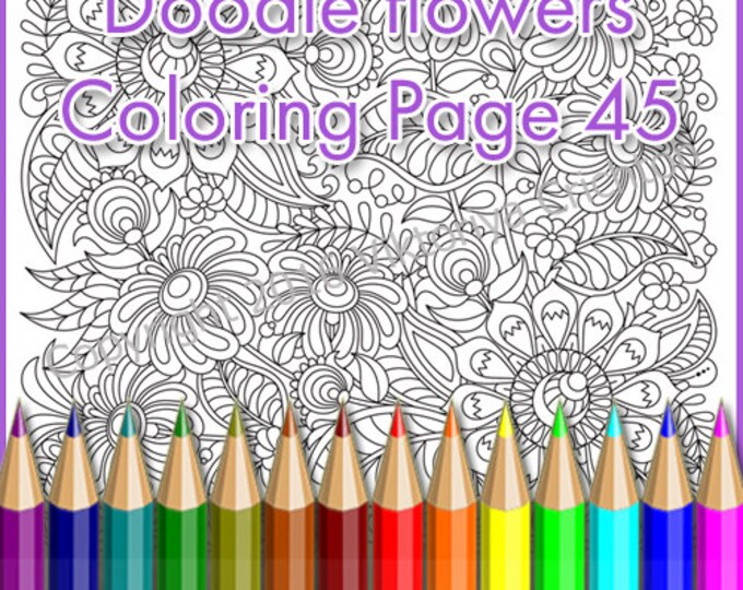 Сoloring Page 45 Doodle Flowers Printable Zen Doodle PDF - Etsy