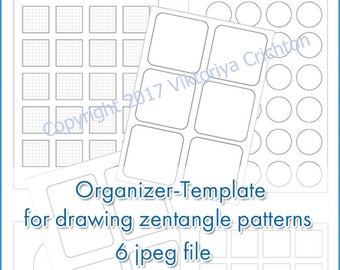 Printable Organizer pattern of Zentangle, PDF, 6 jpeg file. These templates are intended for drawing the patterns of zentangles