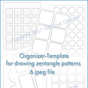 Printable Organizer pattern of Zentangle, PDF, 6 jpeg file. These templates are intended for drawing the patterns of zentangles