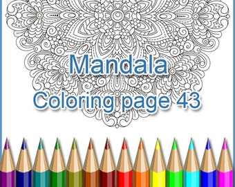 Coloring page 43 for adult, Mandala zenart, art therapy, graphic coloring antistress.