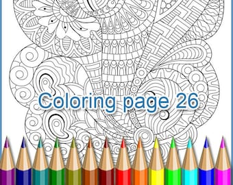 Coloring page 26 for adult Zenart, zentangle inspired coloring sheet, PDF zentangle pattern.