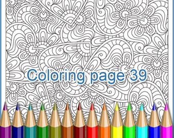 Coeurs, motif de page de coloriage d'art zentangle 39, inspiré du zentangle, PDF et JPEG imprimable.