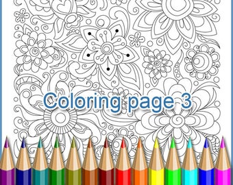 Сoloring page 3, zenart, PDF and JPEG, zentangle flowers printable.