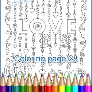 Coloring page 28 - Love, zenspirations Zen Dangles for adults and children, a translucent template to draw a zentangle art yourself.