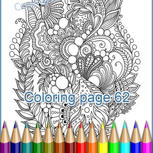 Coloring page 62 doodle (zentangle) flowers for adults, graphic handmade, printable, doodle inspired, zen doodle, intricate patterns.