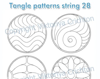 Tekenlijnen voor zentangles_28. Zentangle cirkel digitale startwerkbladen. Printbare tekenlijnen voor zentanglepatronen, JPEG en PDF.
