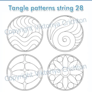 Strings for drawing zentangles_28. Zentangle circle starter pages. Tangle pattern printable string, JPEG and PDF.