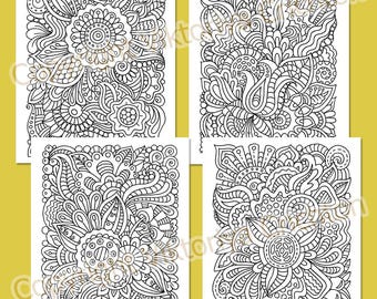 Zendoodle 塗り絵ブック_V.7、大人向けの 12 ページのゼンタングル