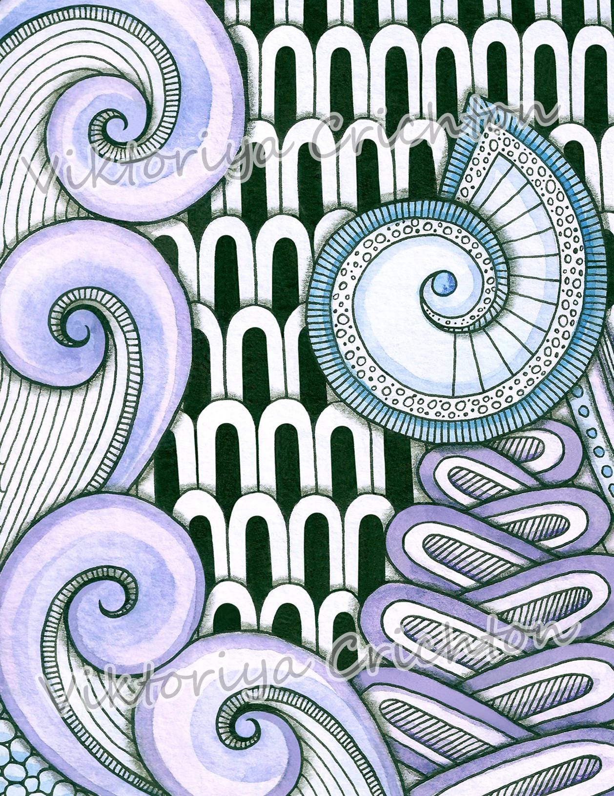 Zentangle Art Style - Three Seashells. Abstract Modern Handmade Drawing ...
