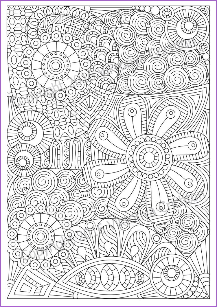 Zentangle art Coloring page 19 for adult PDF printable | Etsy
