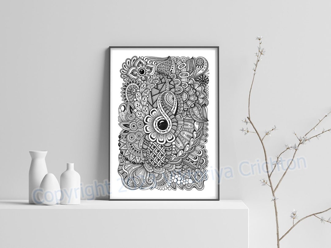 Zentangle Art 2. Original Graphic Handmade. Digital Prints Wall Home