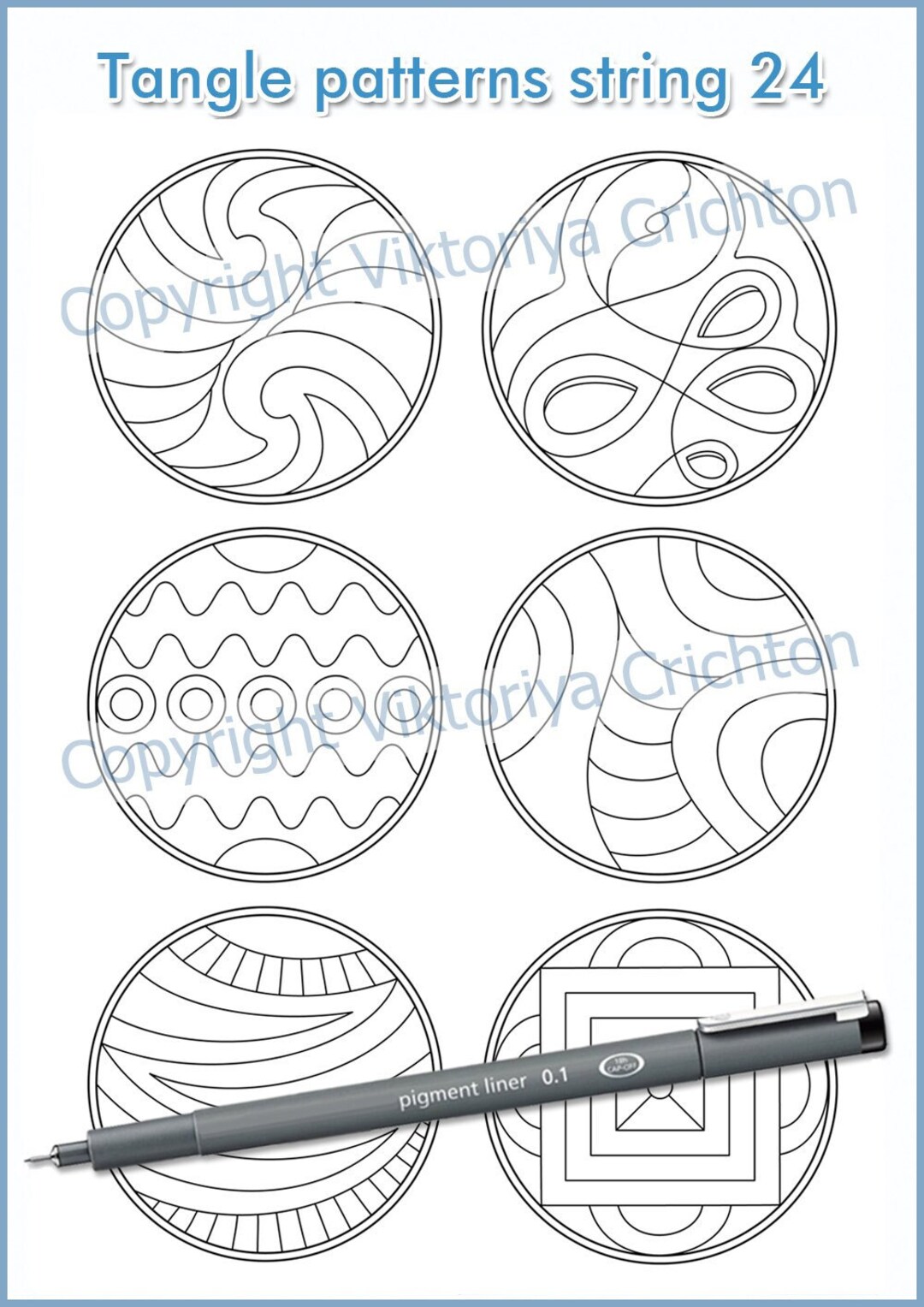 Strings for Drawing Zentangles_24. Zentangle Circle Digital Starter ...