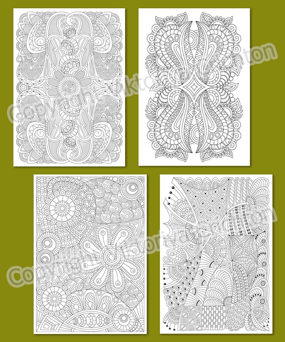Zentangle Coloring Book V.3. Coloring Pages for Adult, Jpeg, 20 Pages ...