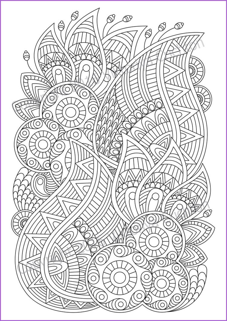Zentangle art Coloring pages for adults PDF zentangle pattern | Etsy