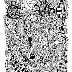 Zentangle Art 2. Original zenart graphic handmade. Digital Prints wall home decor, zen doodle, intricate patterns, ink drawing.