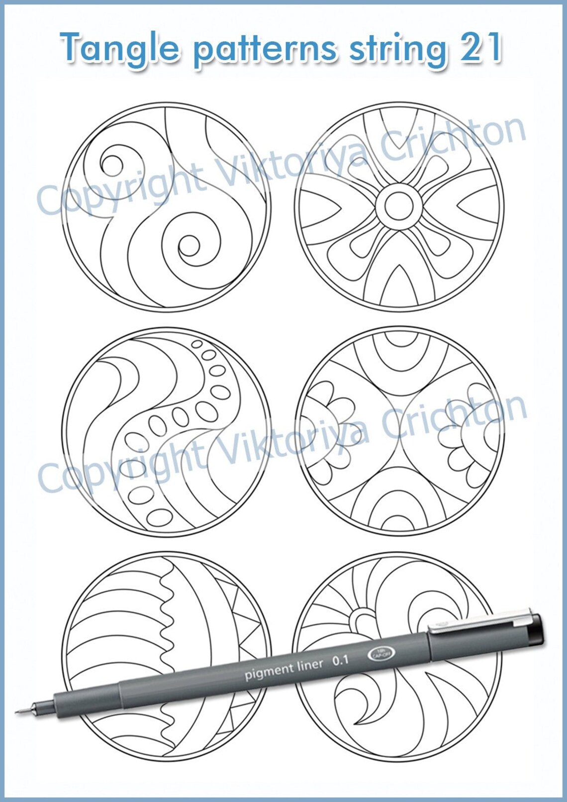 Strings for Drawing Zentangles_21. Zentangle Circle Digital Starter ...