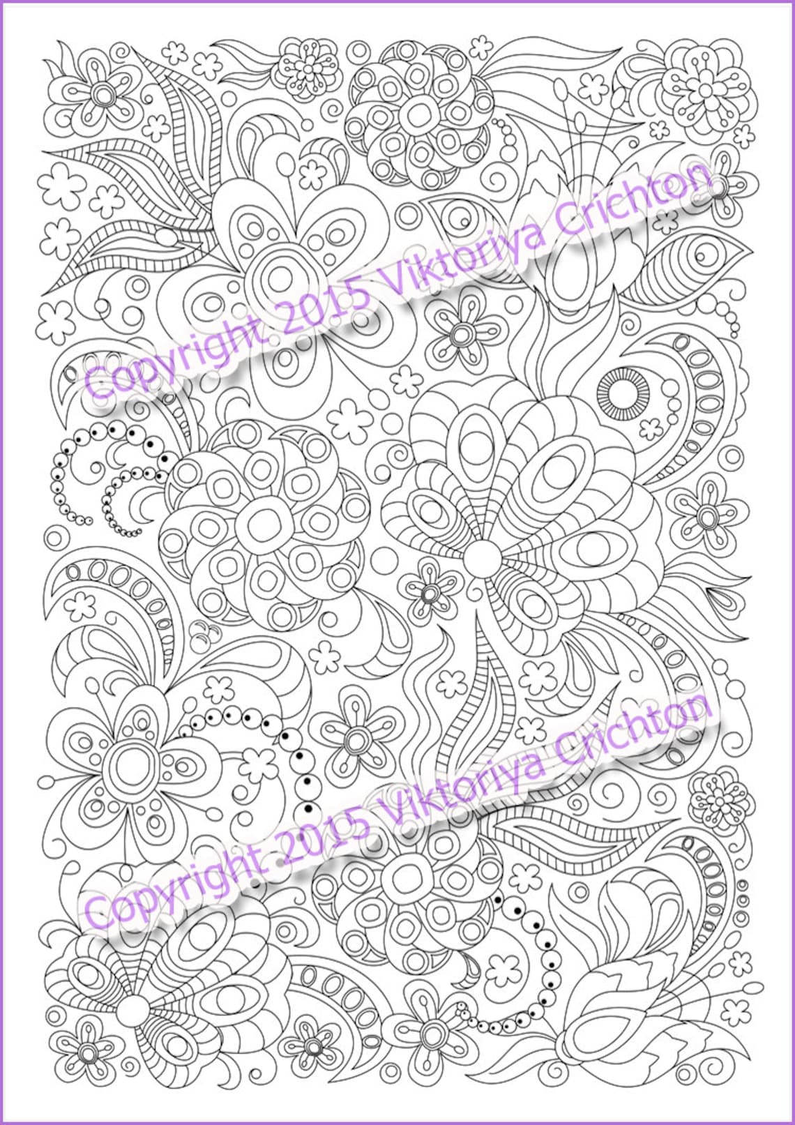 Zentangle Art Coloring Page 2 for Adults Printable Doodle - Etsy