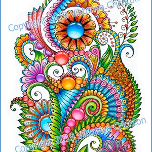 Coloring Page 63 Doodle zentangle Flowers for Adults - Etsy