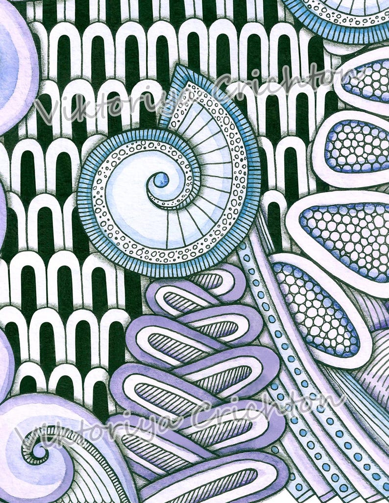 Zentangle Art Style Three Seashells. Abstract Modern Handmade Drawing ...