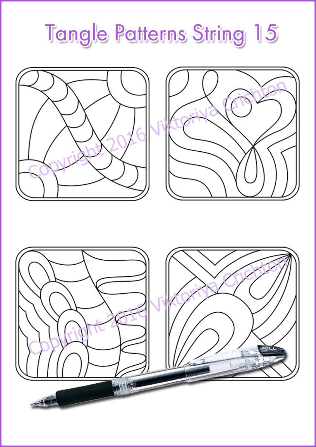 Strings for Drawing Zentangles_15. Zentangle Starter Pages. Etsy