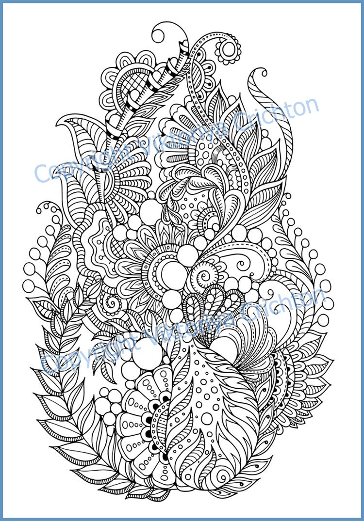 Coloring Page 62 Doodle zentangle Flowers for Adults - Etsy