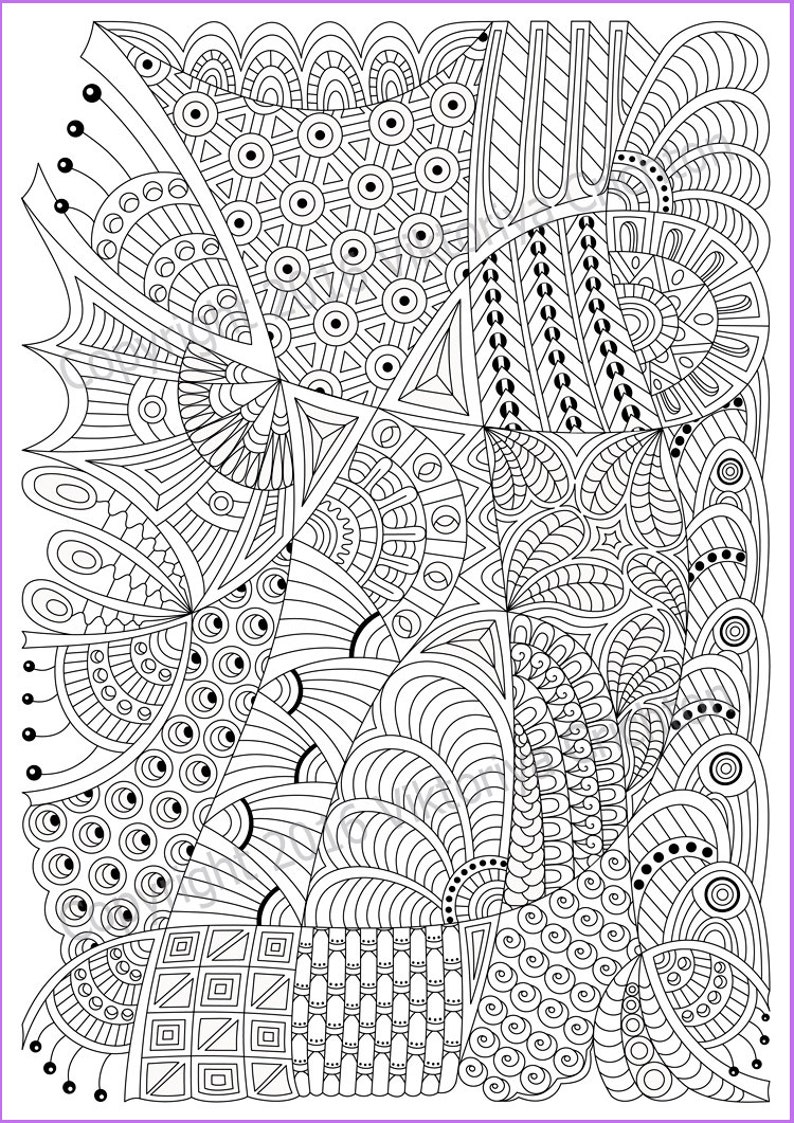 Zentangle coloring page for adult PDF zentangle pattern | Etsy