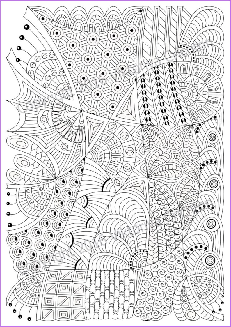 Zentangle coloring page for adult PDF zentangle pattern | Etsy