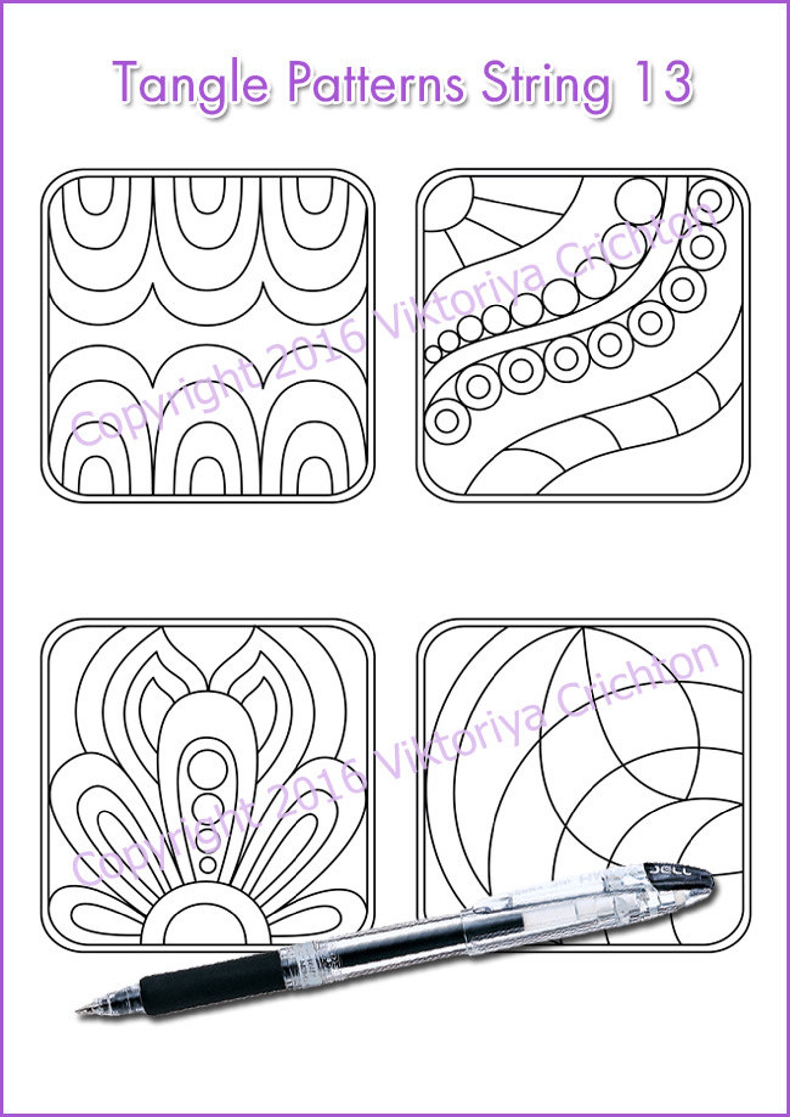 Strings for drawing zentangles_13. Zentangle starter pages. Etsy