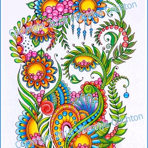 Coloring Page 65 Doodle zentangle Flowers for Adults Zenart - Etsy