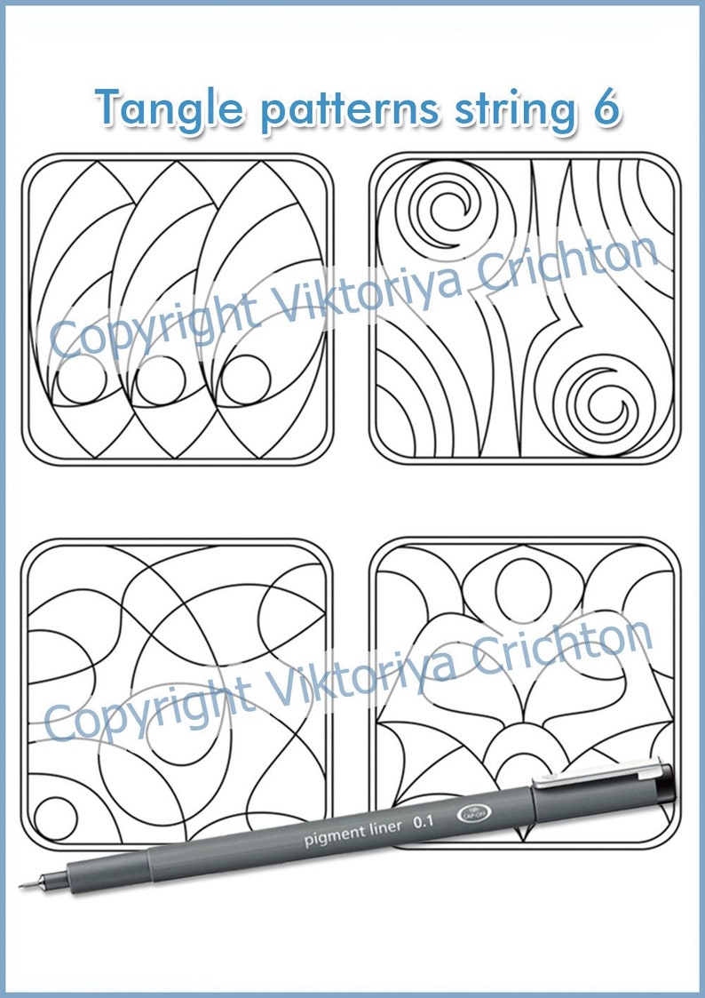 Strings for Drawing Zentangles 6. Tangle Pattern Printable String, Jpeg ...