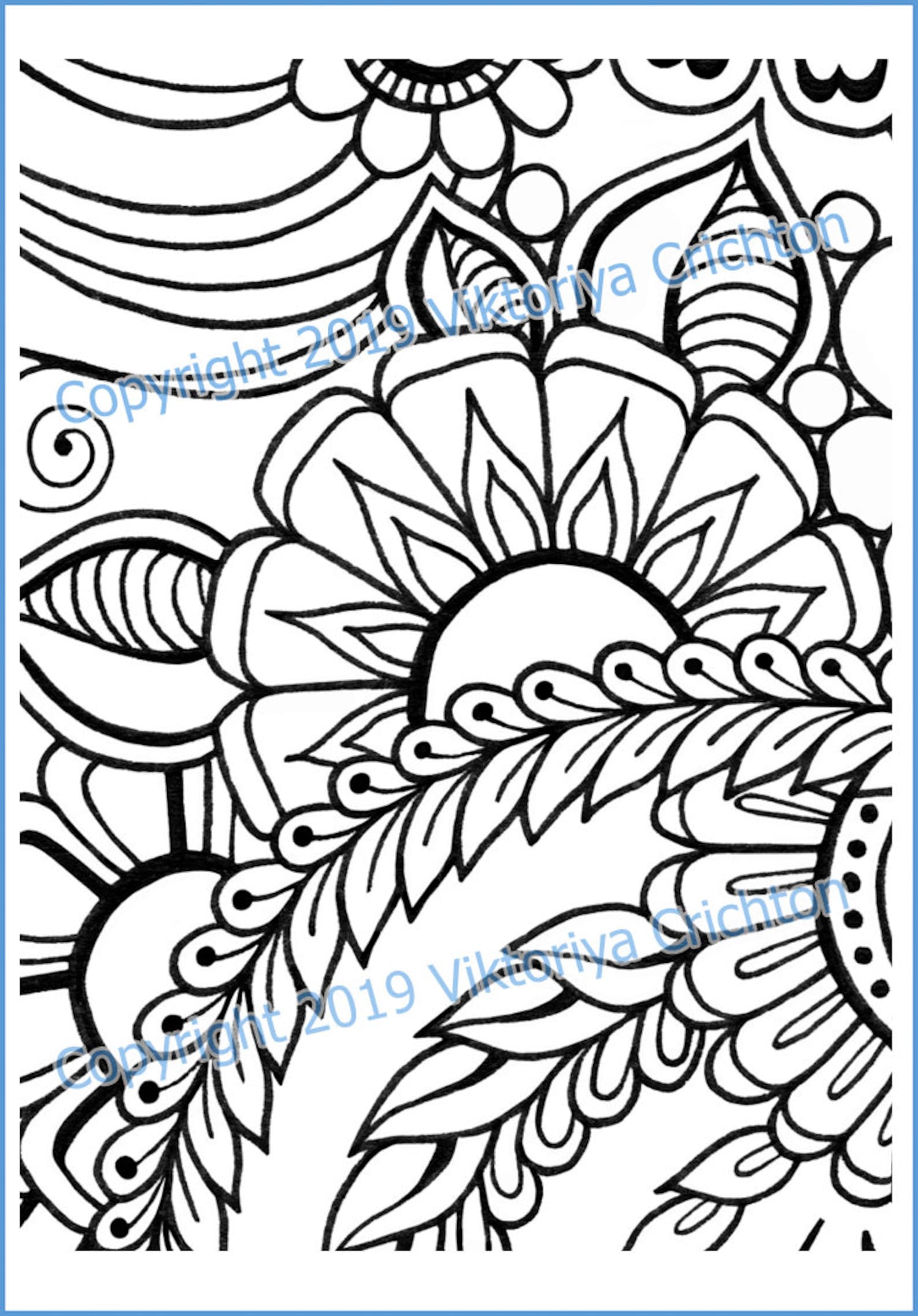 Doodle zentangle Flowers Coloring Page 67 for Adults - Etsy