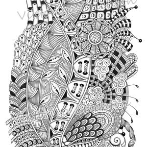 Zentangle Art 3. Original zenart graphic handmade. Digital Prints wall home decor, zen doodle, intricate patterns, ink drawing.
