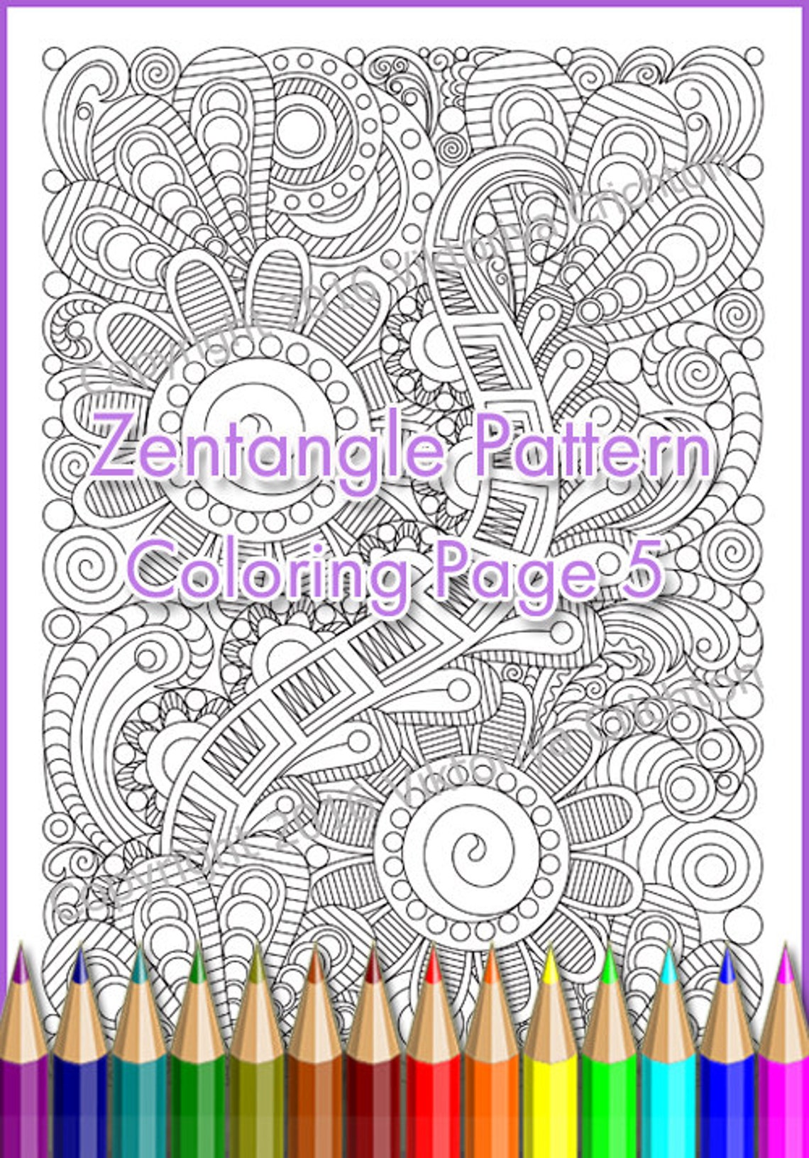 Zentangle art coloring page 5 for adult zentangle inspired | Etsy