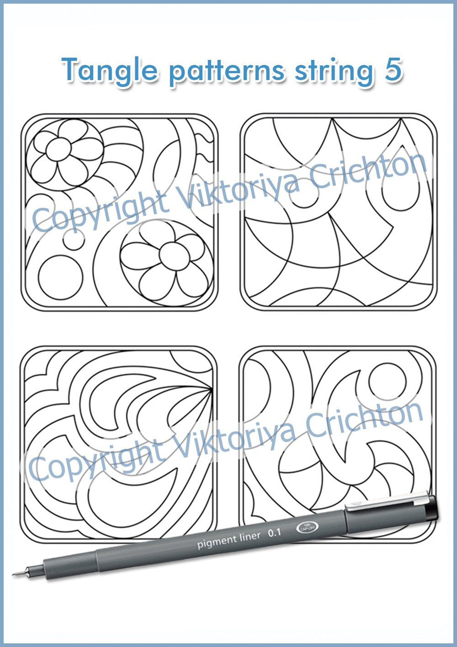 Strings for Drawing Zentangles 5. String Art Template. Tangle Pattern ...